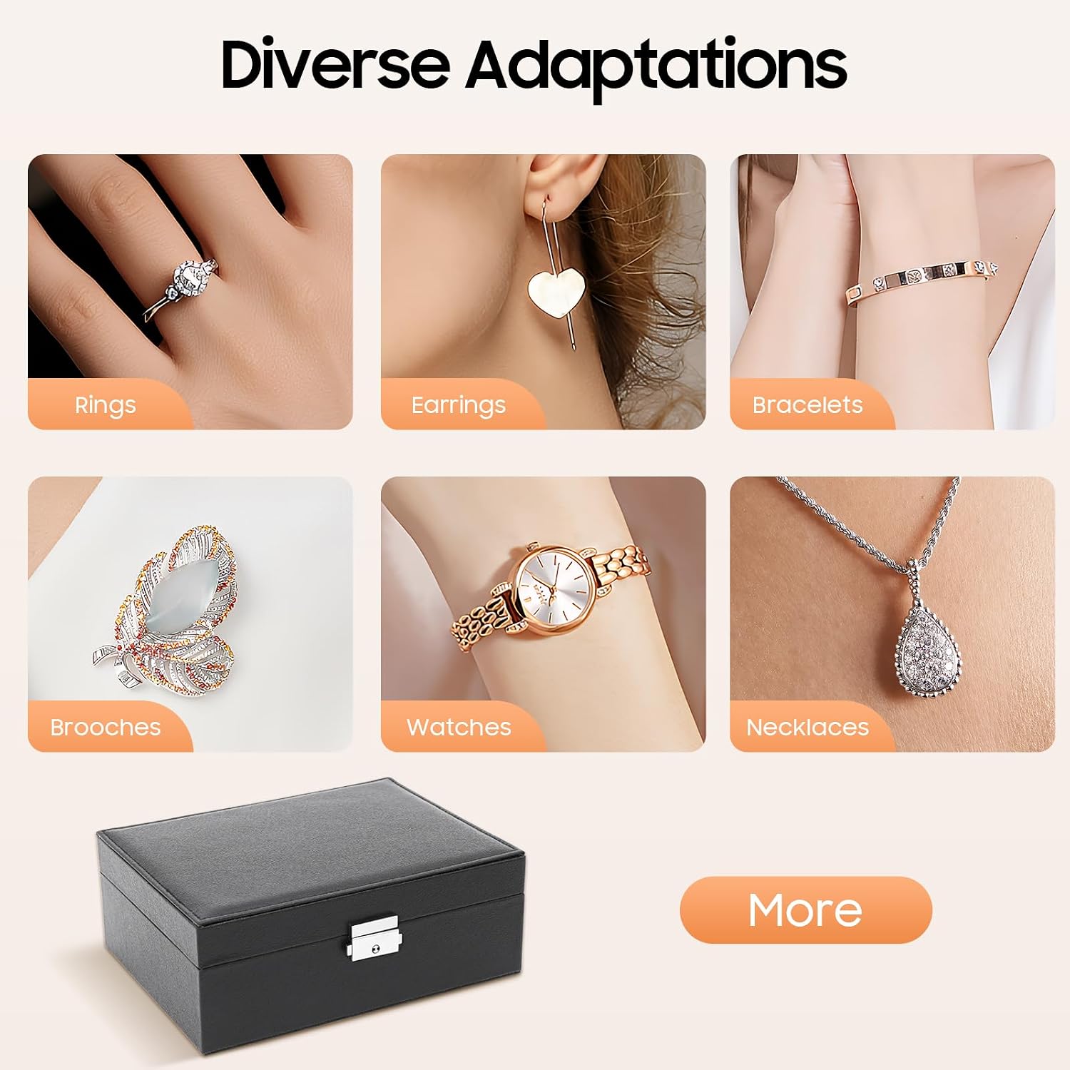 Jewelry Box for Women 2 Layers PVC Jewelry Organizer Storage Case with Removable Pad for Necklace Black Earrings Holder Organizer Storage for Bridesmaid image 5
