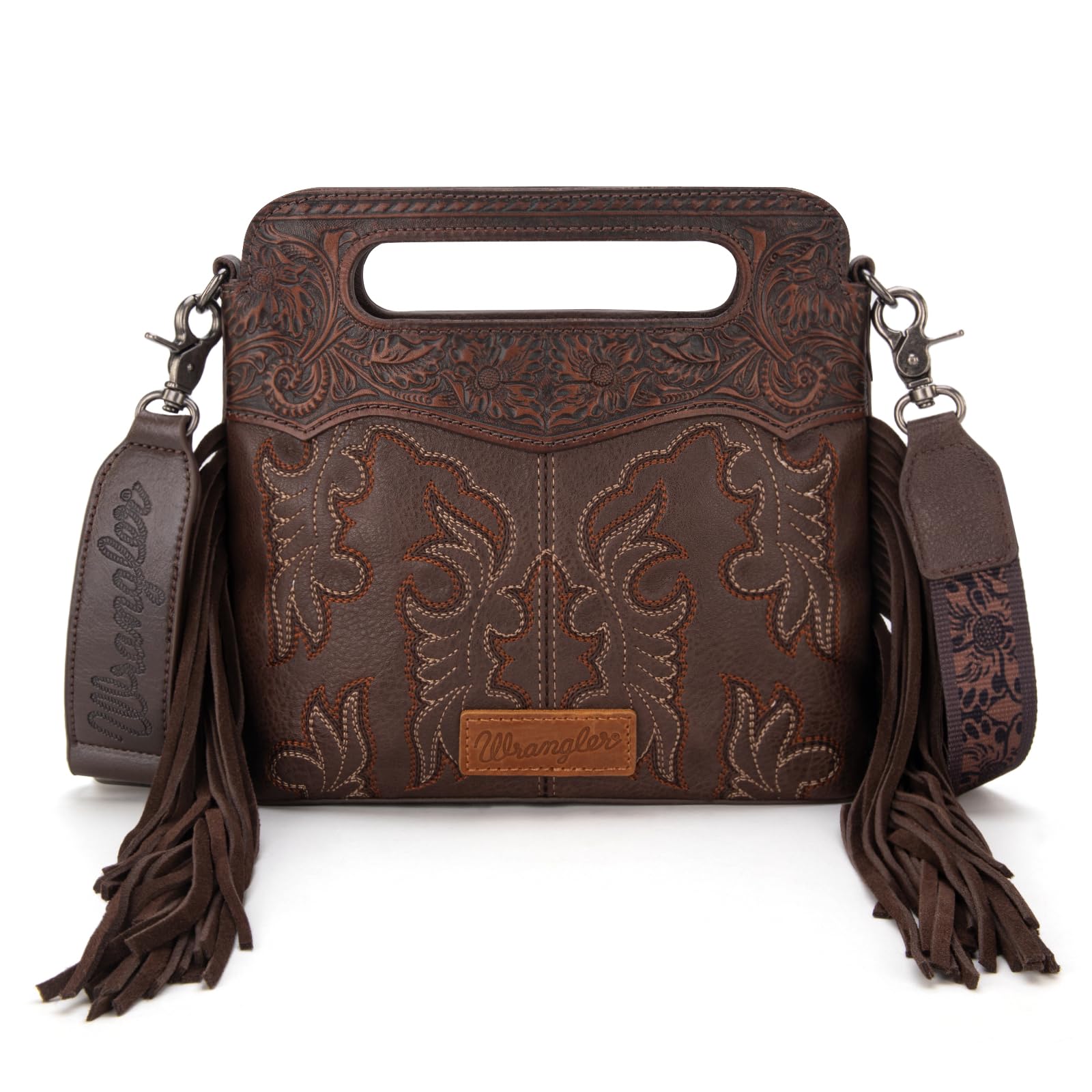 Wrangler Top Handle Handbags Western Fringe Crossbody Bag For