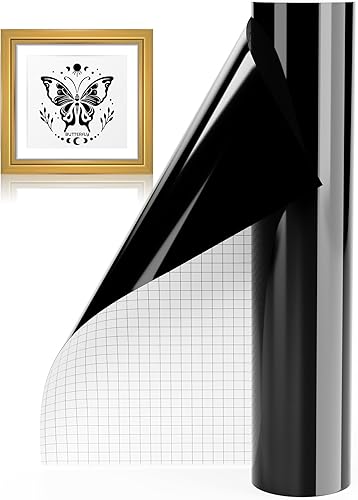 Vinilo permanente negro, vinilo adhesivo negro para Cricut, rollo de vinilo negro brillante de 12 pulgadas x 40 pies, compatible con cortadores