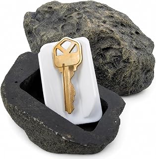 MAPPERZ 1Pcs Fake Rock Key Hider Box, Weatherproof and Secure Garden, Yard and Flower Pot Key Holder Safe for Outdoor, Fake Stone Keys Hiding Box