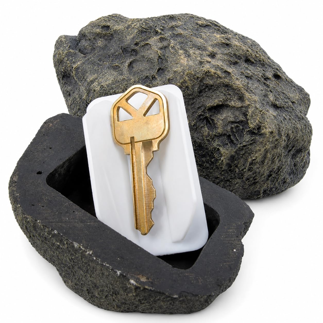 MeeTo 1 Pcs Fake Rock Key Hider Box, Weatherproof and Secure Garden, Yard and Flower Pot Key Holder Safe for Outdoor, Fake Stone Keys Hiding Case-picture-37