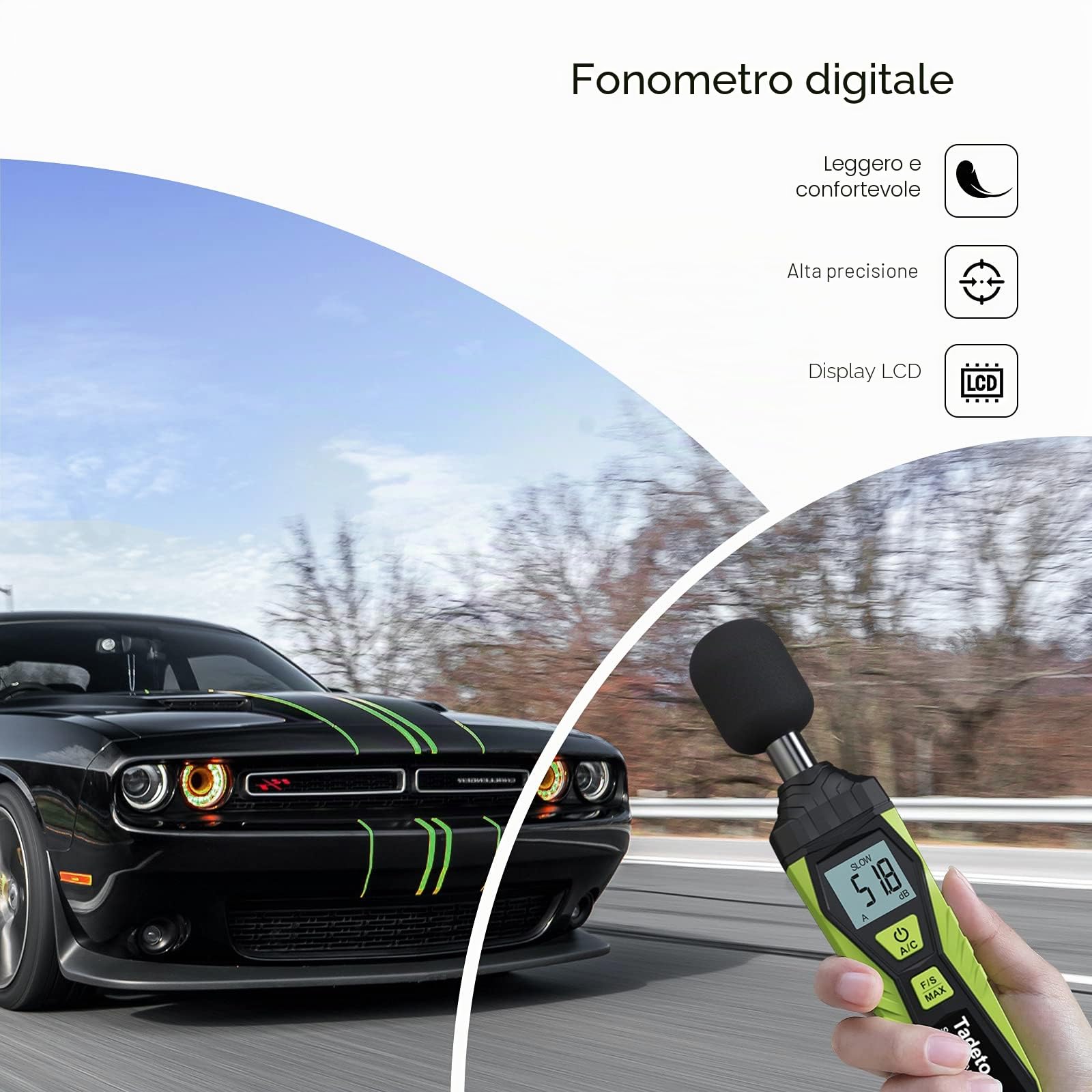 Fonometro Tadeto Fonometro Professionale Portatile da 30dB a 130dB con Display LCD A/C Pesato per le Fabbriche di Casa