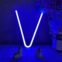 Vista 26 de Letras de neón azules, letreros LED que funcionan con pilas, luces LED del alfabeto, letrero de marquesina, letras decorativas de marquesina, luces