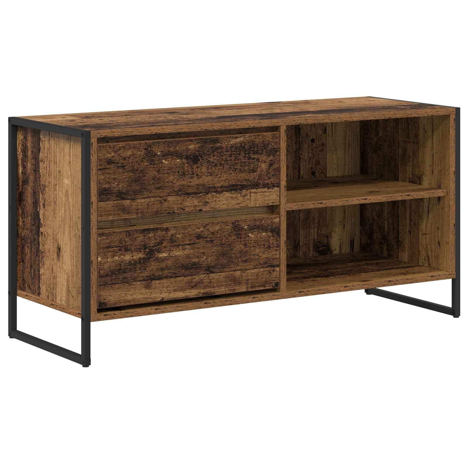 Meuble TV aspect bois vieilli finition industrielle haut de gamme