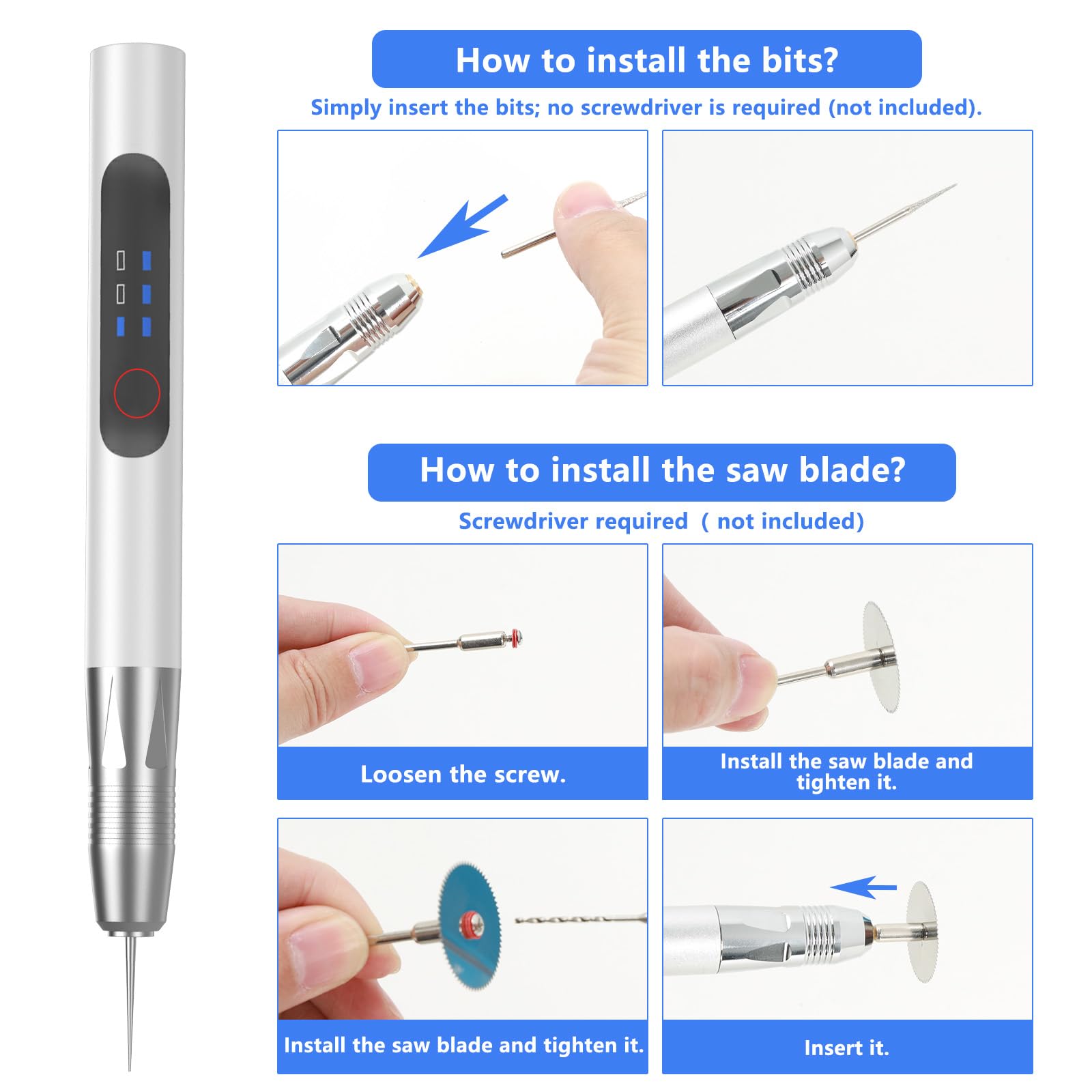Grabado Pluma, Lápiz de grabado eléctrico, herramienta de grabado inalámbrica portátil, grabador de batería USB, grabador giratorio portátil para grabar joya