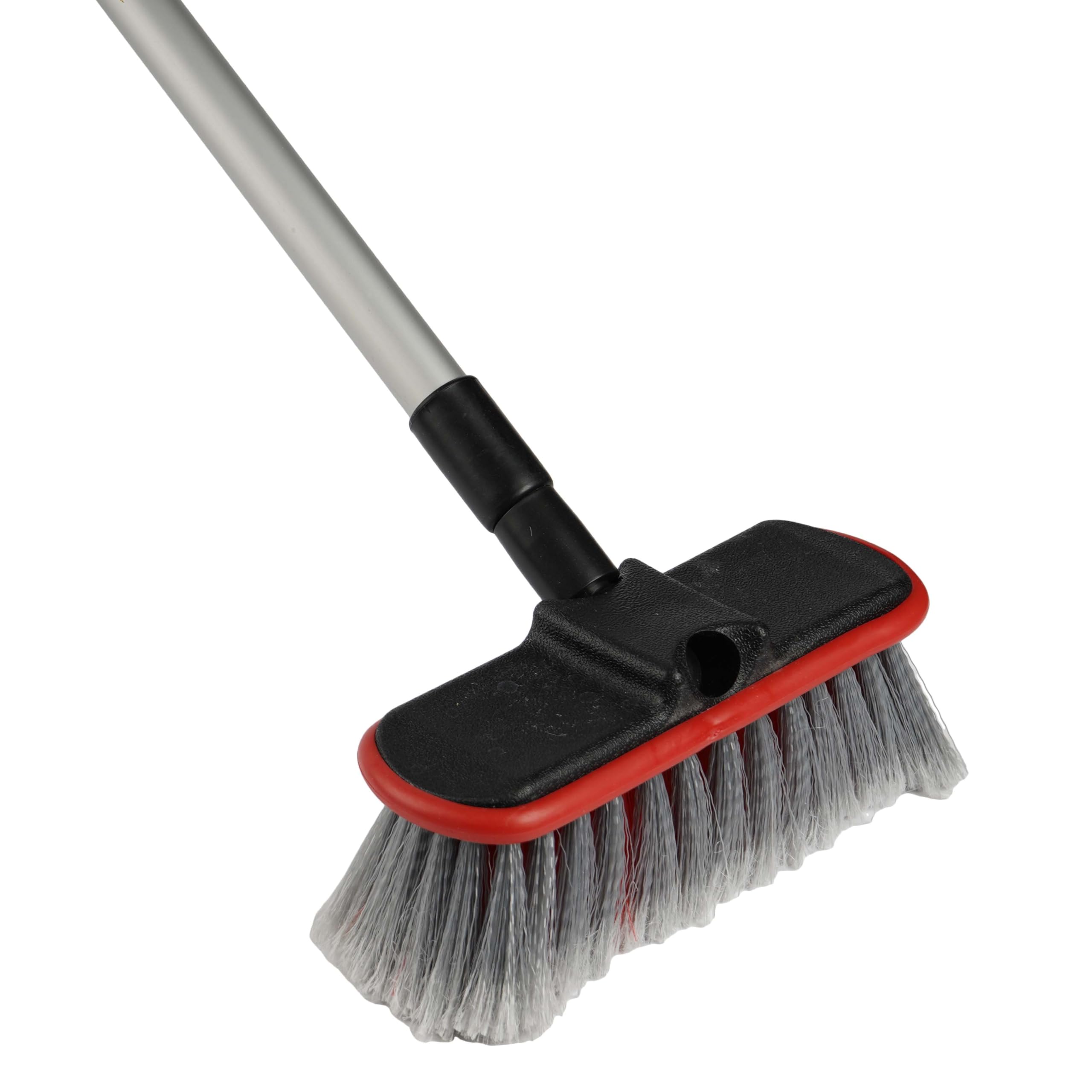 Szczotka Do Mycia Samochodu, Tira Na Kiju Teleskopowym 80-130 cm, 2 Płaszczyzny Włosia, Duża Szczotka Odporna na Działanie Środków Myjących z Aluminiowym Trzonkiem Przełącznik Przepływu Wody