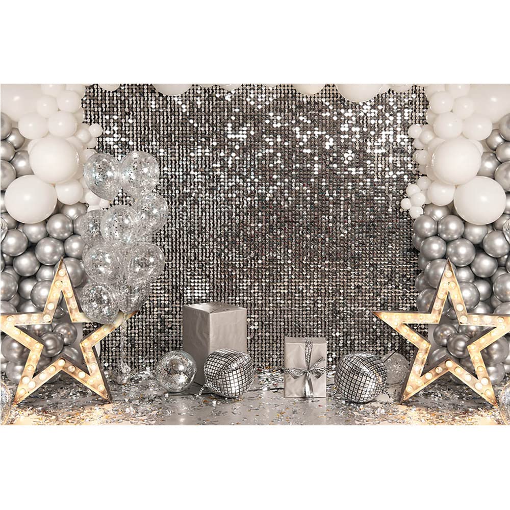 Telón de fondo plateado con purpurina para fiesta de discoteca para mujeres, cumpleaños, recepción, fotografía, fondo para decoración de mesa de pastel, telón de fondo para adultos y niños, retrato de