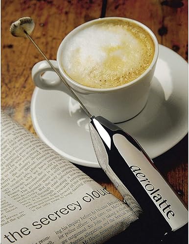 Miniatura 7 de Espumador de Leche Aerolatte Sin Vapor, Acabado en Cromo Pulido, Batidor de Acero Inoxidable 188, Carcasa de Plástico Libre de BPA, Incluye Baterías