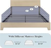 Vista 5 de Allewie Base de cama tamaño matrimonial con cabecera ajustable, cama tapizada con plataforma y listones de madera, base de colchón resistente,