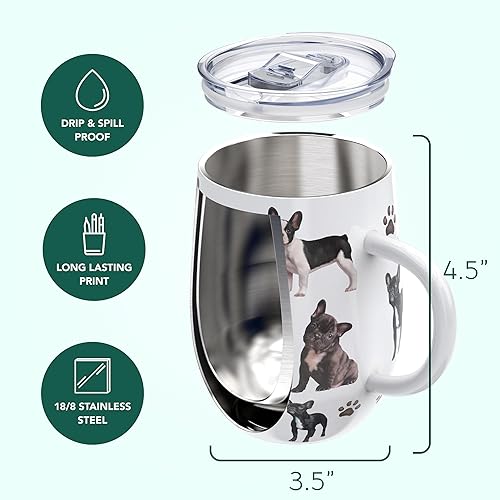 Miniatura 2 de Greenline Goods Vasos aislados de 12 onzas con tapa de Chihuahua, vasos de acero inoxidable para bebidas calientes y frías, elegante diseño de taza