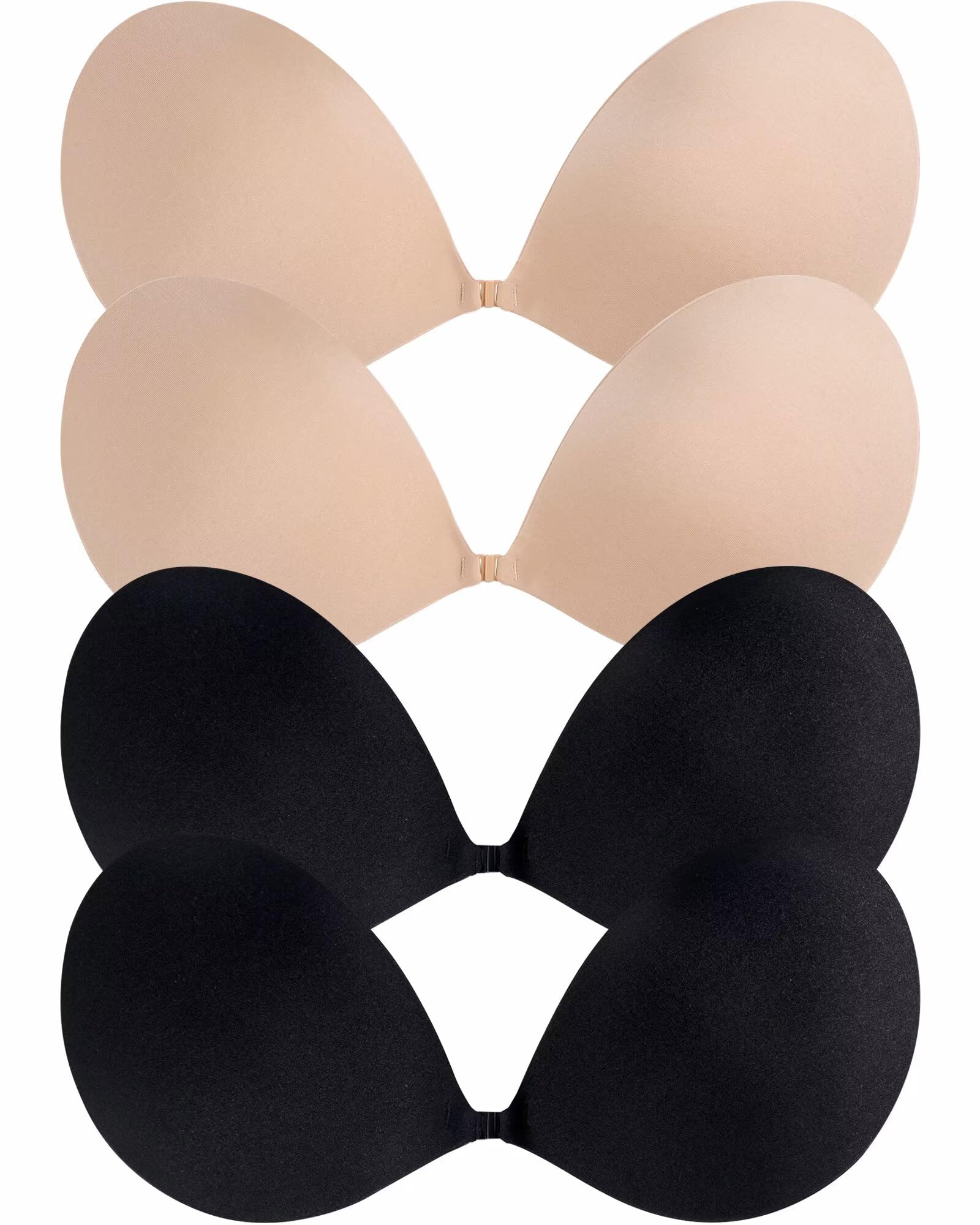 Sticky Bras Push Up - 4 Pairs Adhesive Invisible Silicone Bra Backless Strapless Bra for Women with Nipple Covers