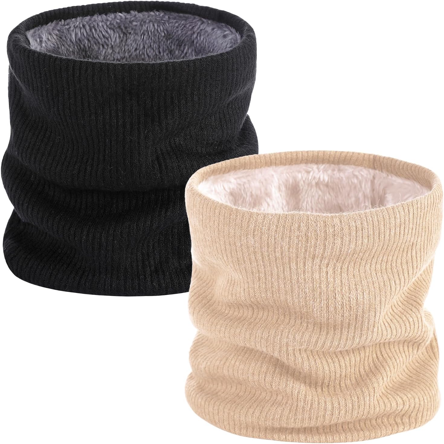 Winter Fleece Scarf Lined Circle Loop Neck Warmer Double-Layer Neck Face Mask Infinity Knit Fleece Neck Scarf Women