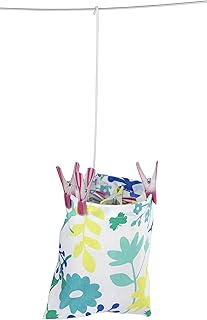 WENKO Sac à pinces à linge - pour 130 pinces à linge environ, Coton, 20 x 20 x 3.5 cm, Multicolore