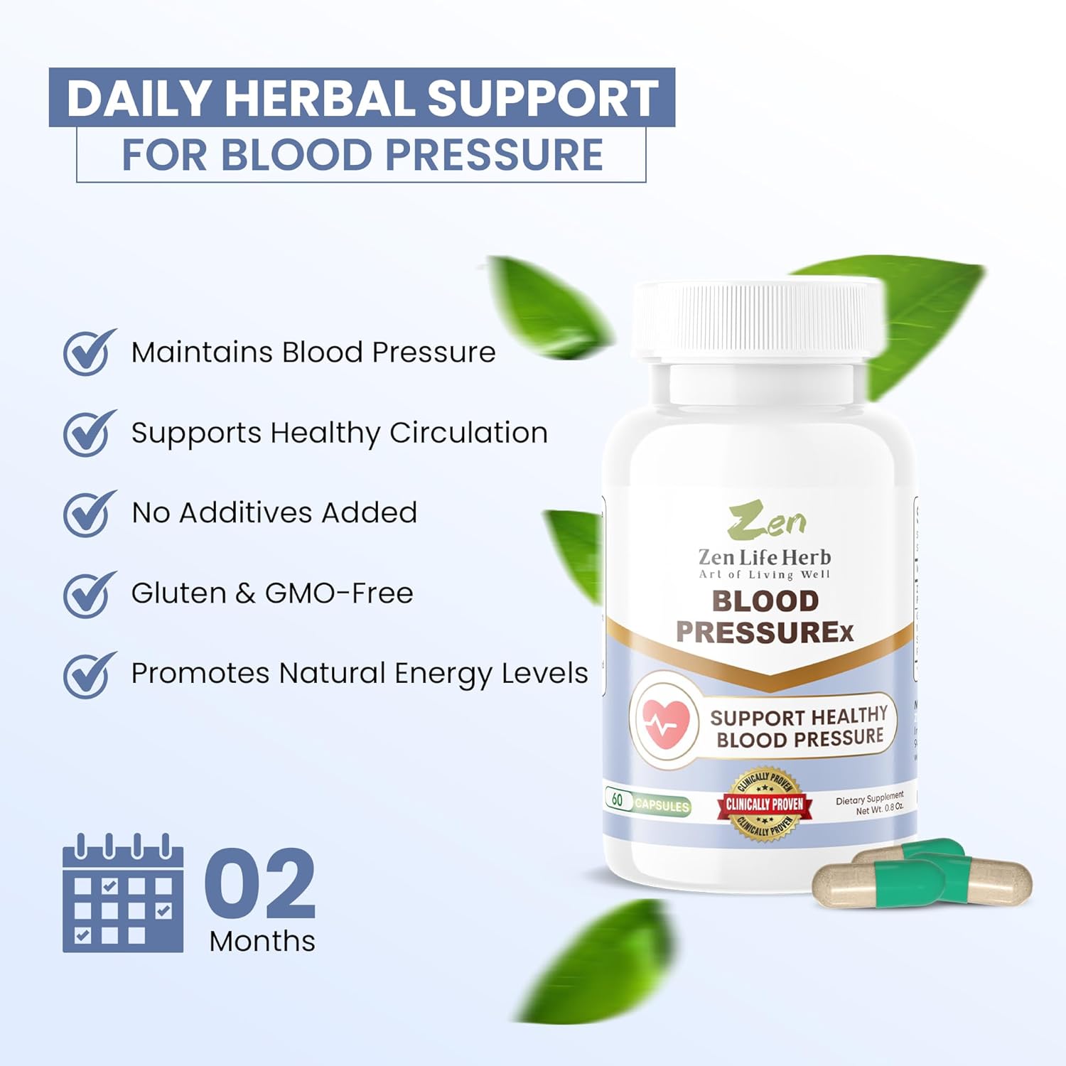 ZEN LIFE HERB Blood PressuREx - Heart Health Blood Pressure Support Supplement-Support Blood Pressure & Healthy Circularity Naturally Ginseng Plus Blend 100% PURE Plant-Based Supplement (60 Capsules) - Image 3