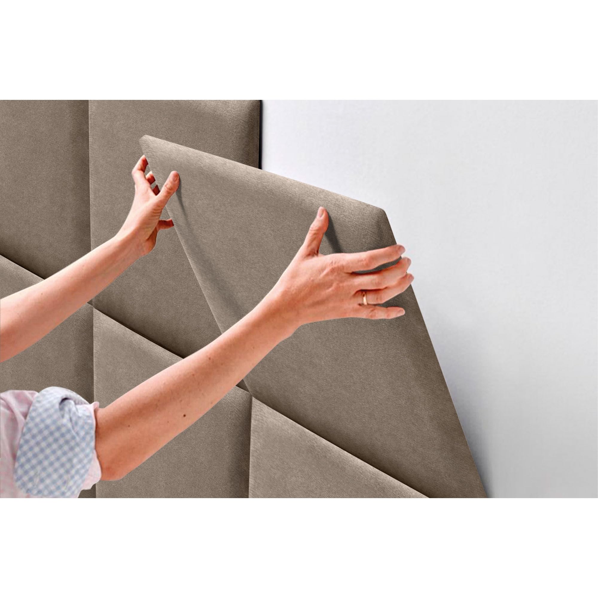 DHOME Cabecero Tapizado Compuesto de Paneles Autoadhesivos Intercambiables de Tela Aqualine Cama Lujo Dormitorio Acolchado (Tierra, 180cm)