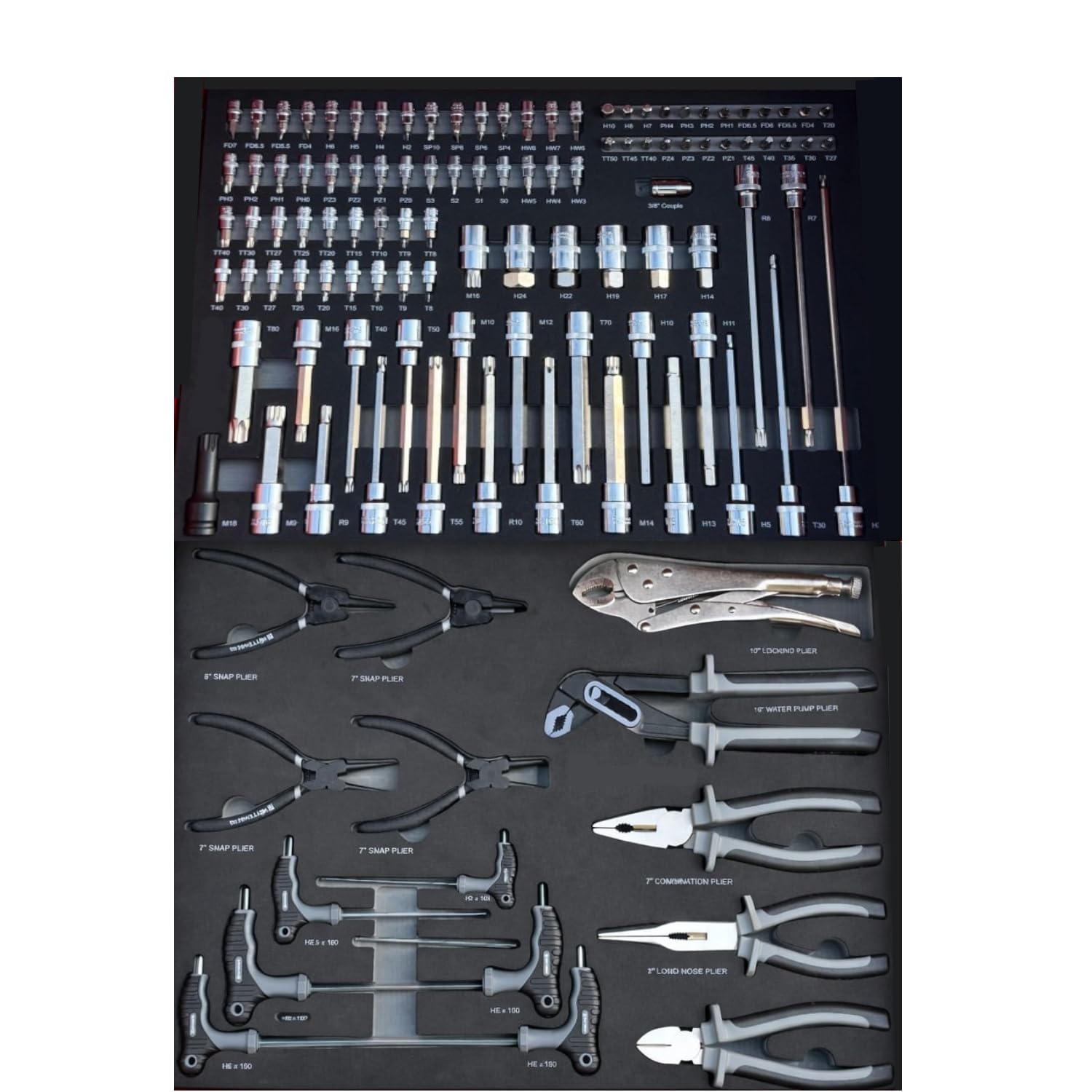 GrecoShop Carrello XXL Attrezzi Professionale Completo 7 Cassetti + 1 Armadietto, Utensili Inclusi, Chiusura a Chiave, Organizer, Ruote, Struttura Rinforzata, Carbon Look, Ideale per Garage Officina