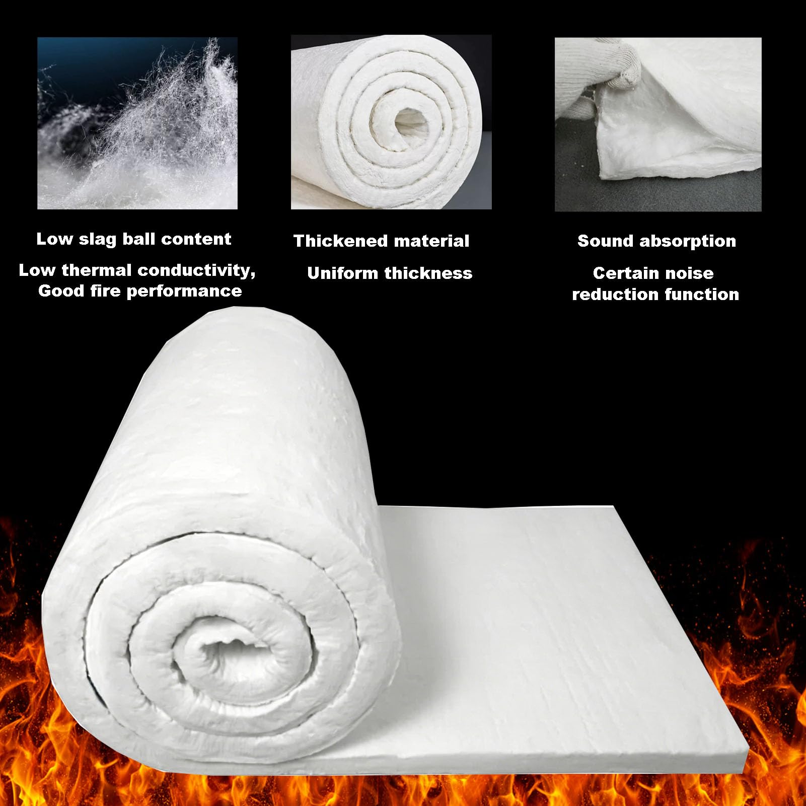 Coperta in Fibra Ceramica Isolante - Isolamento Termico e Ignifugo Senza Manutenzione per Forni e Stufe a Legna - Lana di Roccia ad Alta T(Size:5m * 0.61m * 30mm(196.85 * 24.02 * 1.18 inches))