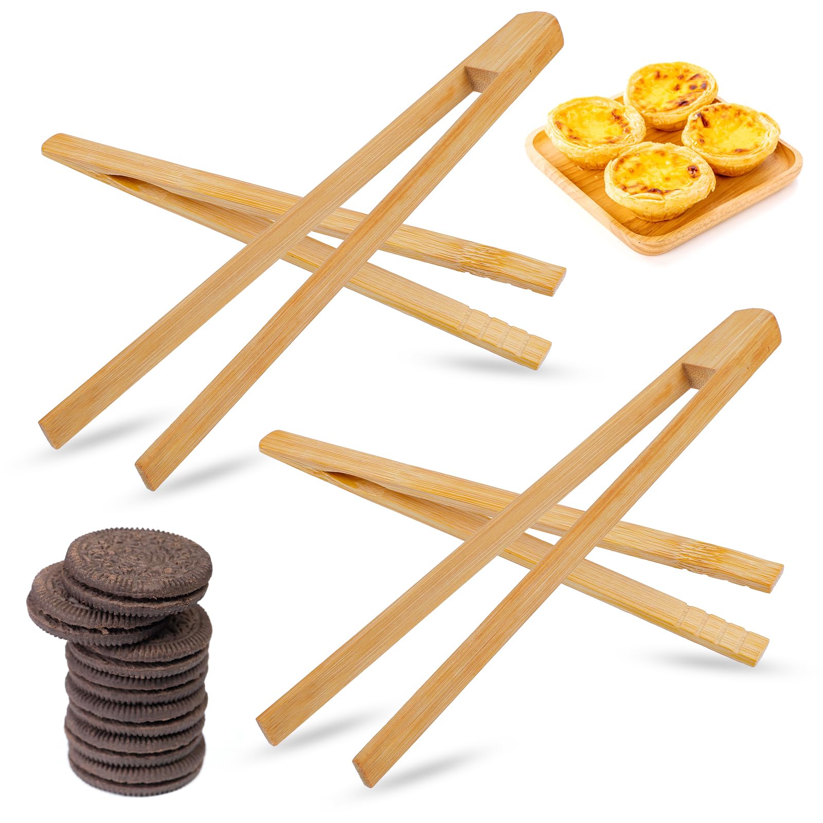 4 pinzas para tostadoras de bambú, multiusos, de madera, reutilizables, para tostadoras, frutas, pan, encurtidos, queso, tocino y