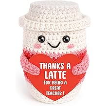 Valentines Day Gifts for Teachers, Handmade Crochet Latte Figure Says Thanks A Latte for Being A Great Teacher, Teacher Appreciation Gifts from Students