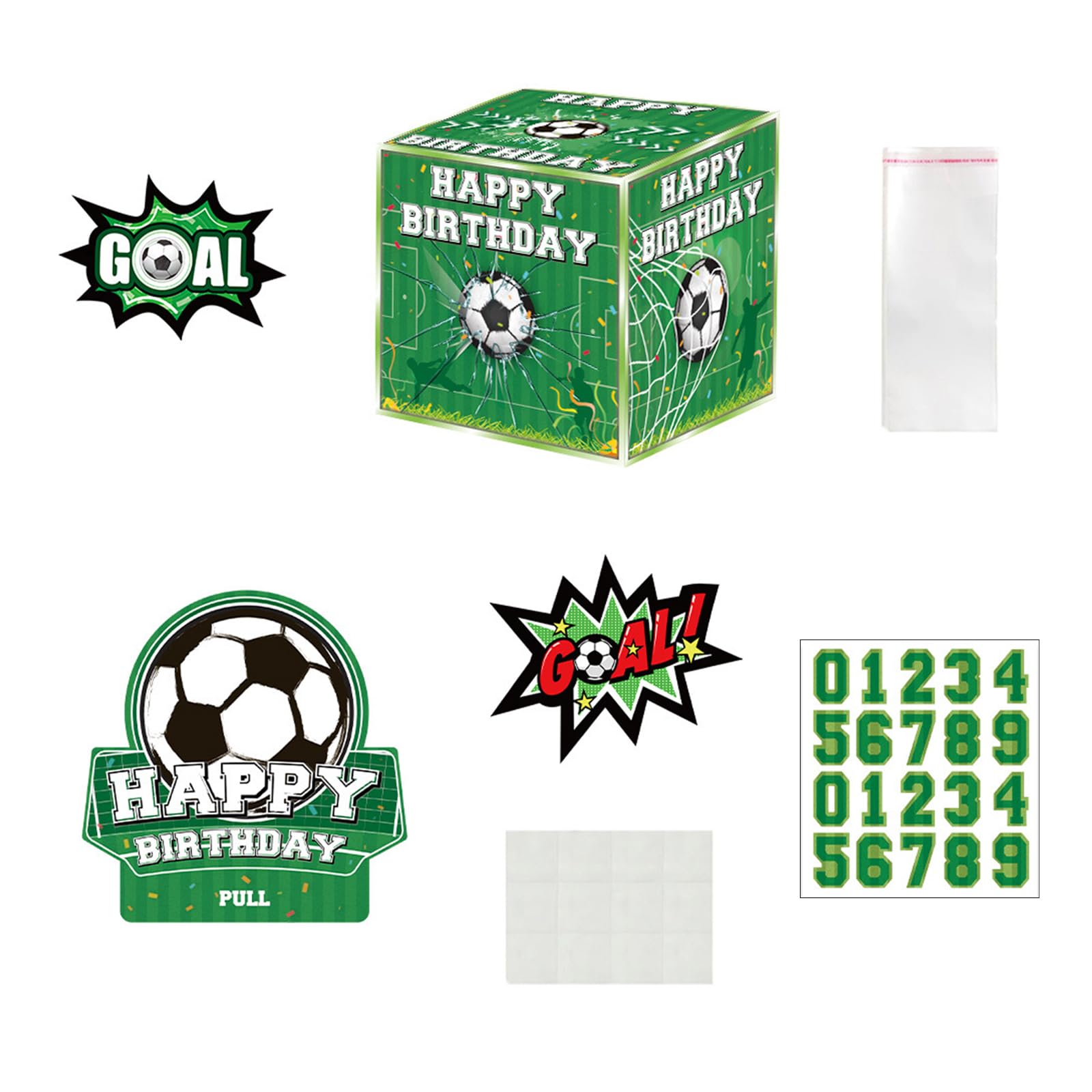 EXQIOUR Themed Party Supplies for Festives Gatherings and Event Sports Soccer Birthday Money Pull Box for Boys Girls Football Theme Party Supplies