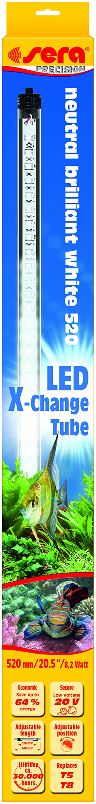 sera LED Neutral Brilliant White 520 mm éclairage neutre pour aquarium