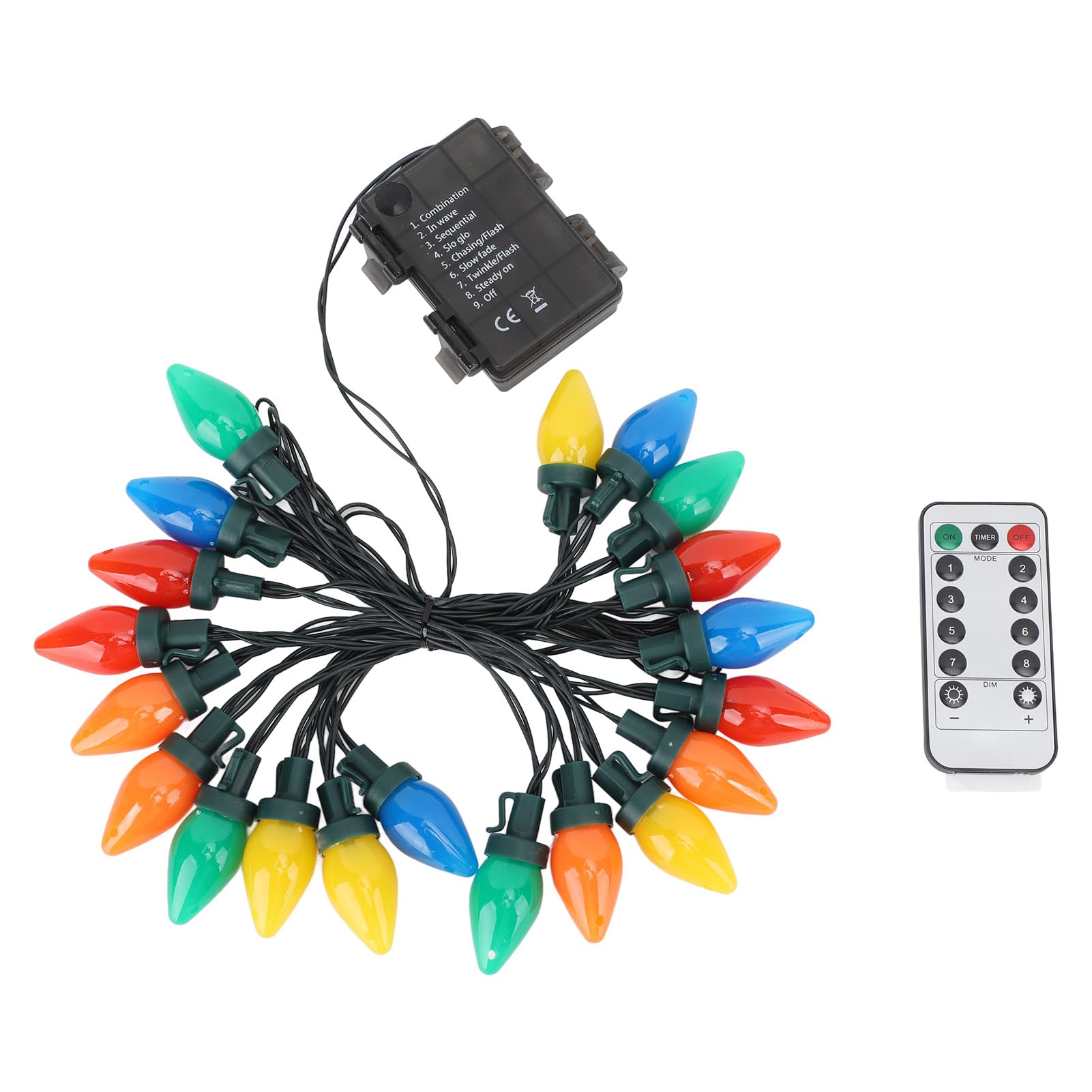 Ejoyous C9 Christmas String Lights, 16.4ft 20 LED Strawberry Lights Water Proofing IP44 RGB Colorful Remote Control, for Outdoor Indoor Holiday Decorations