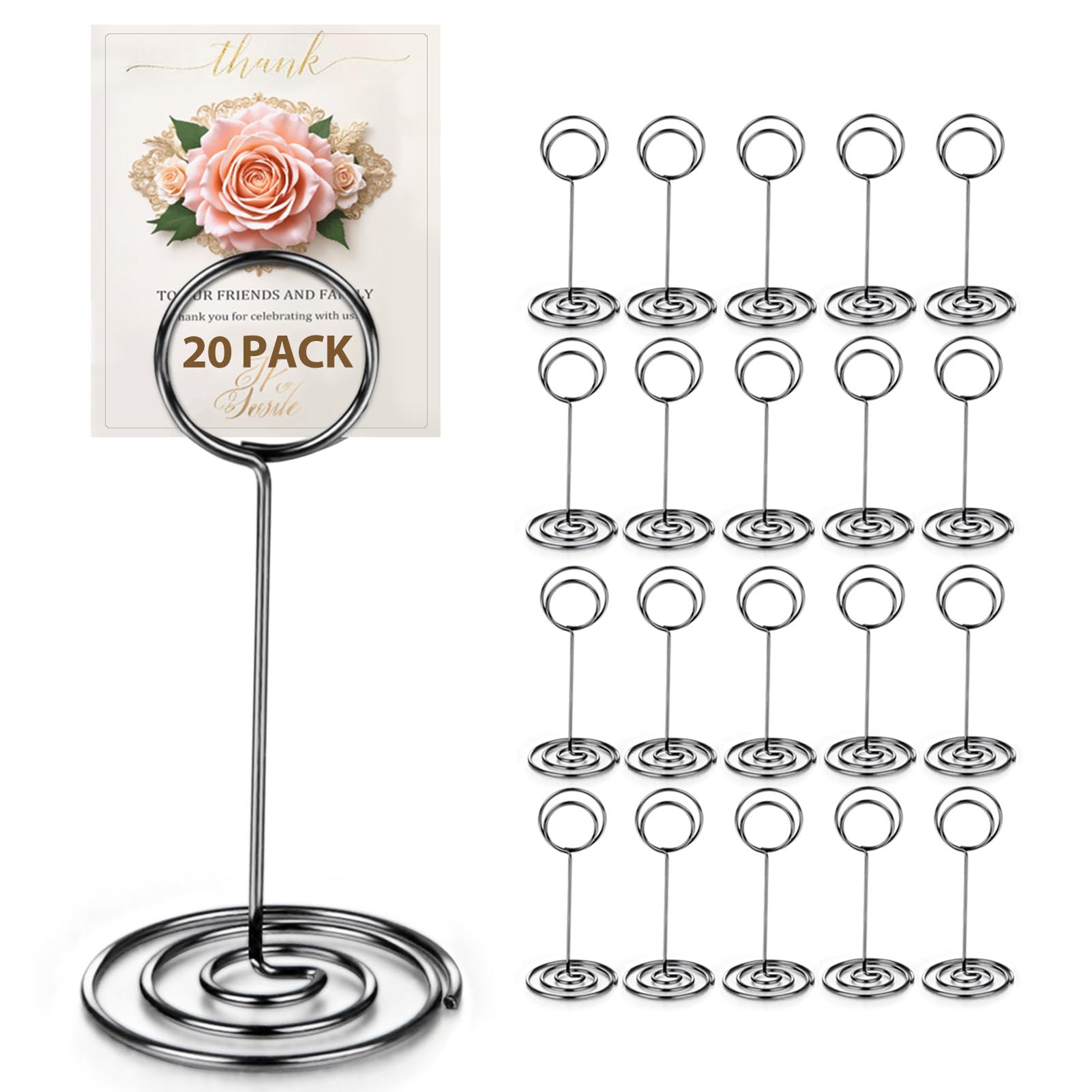 WILLIZTER 20 PCS Table Number Holder Table Card Holder Cards Stand Name Menu Clips Picture Holder (Black)