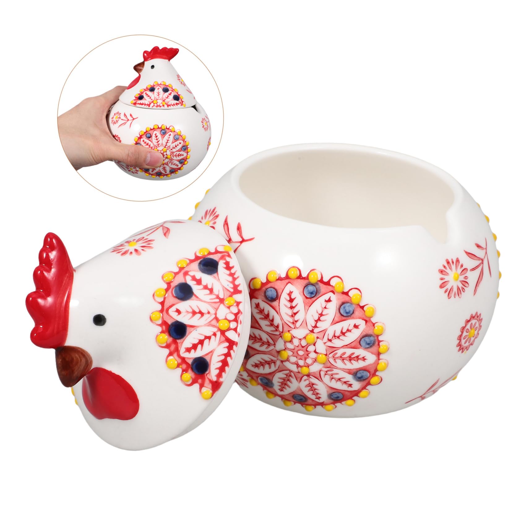 iplusmile Pot à épices bol à sel en forme de poulet pot de Pâques Décoration de la fête d'automne la forme de la poule peut sucrier en forme de poulet pot de chips bonbonnière céramique