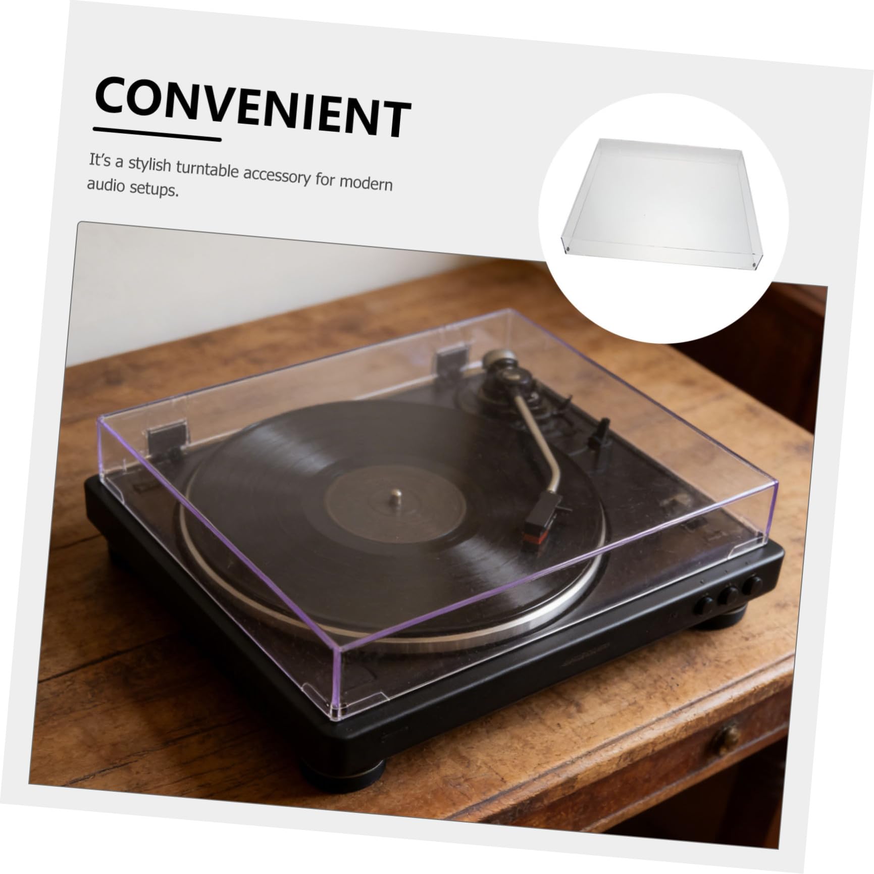 SHERCHPRY Coperchio antipolvere in acrilico per giradischi, coperchio rettangolare trasparente, protezione antipolvere leggera per giradischi e audio equipment per casa 16,2x13,2x2,4