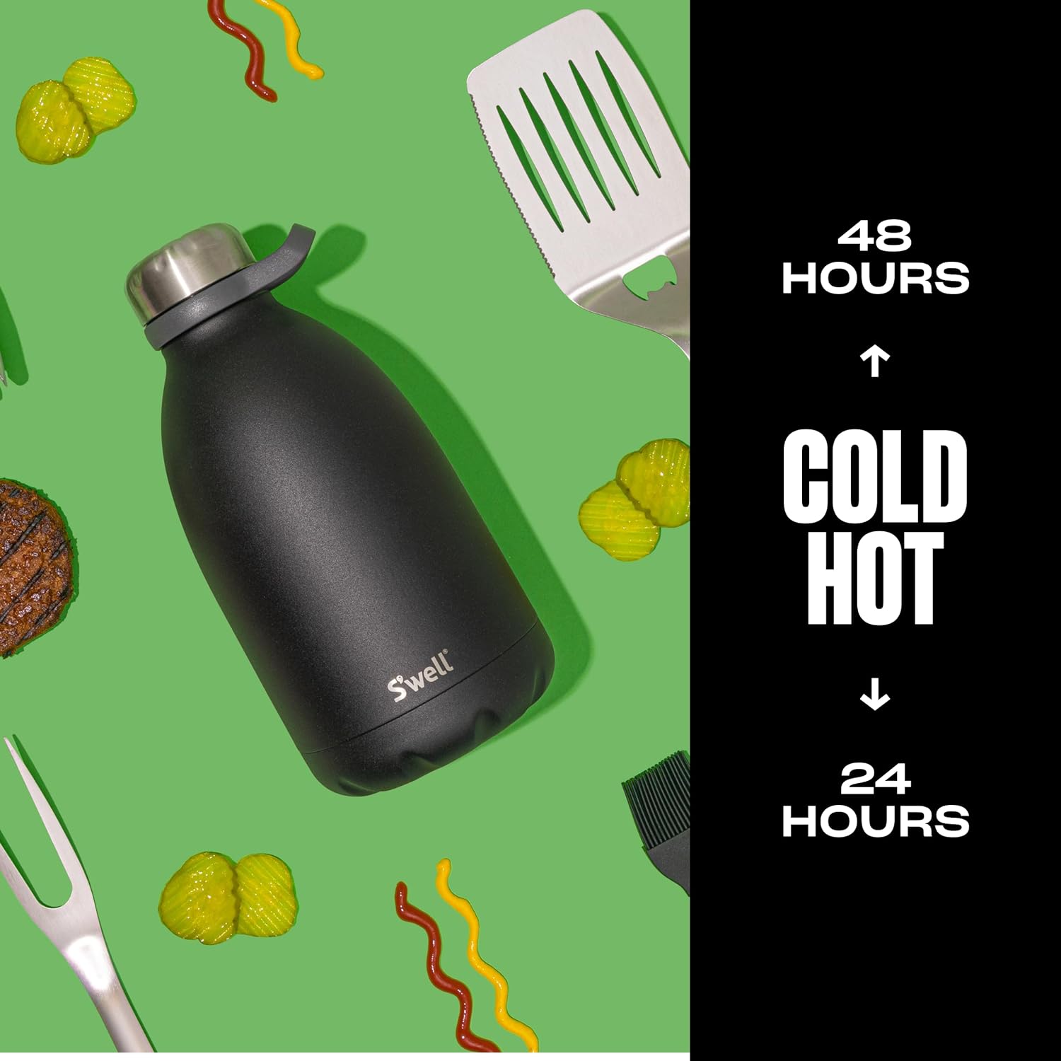 S'well Stainless Steel Roamer Bottle, 64oz, Onyx, Triple Layered Vacuum Insulated Containers Keeps Drinks Cold for 72 Hours and Hot for 24, BPA Free - Image 3