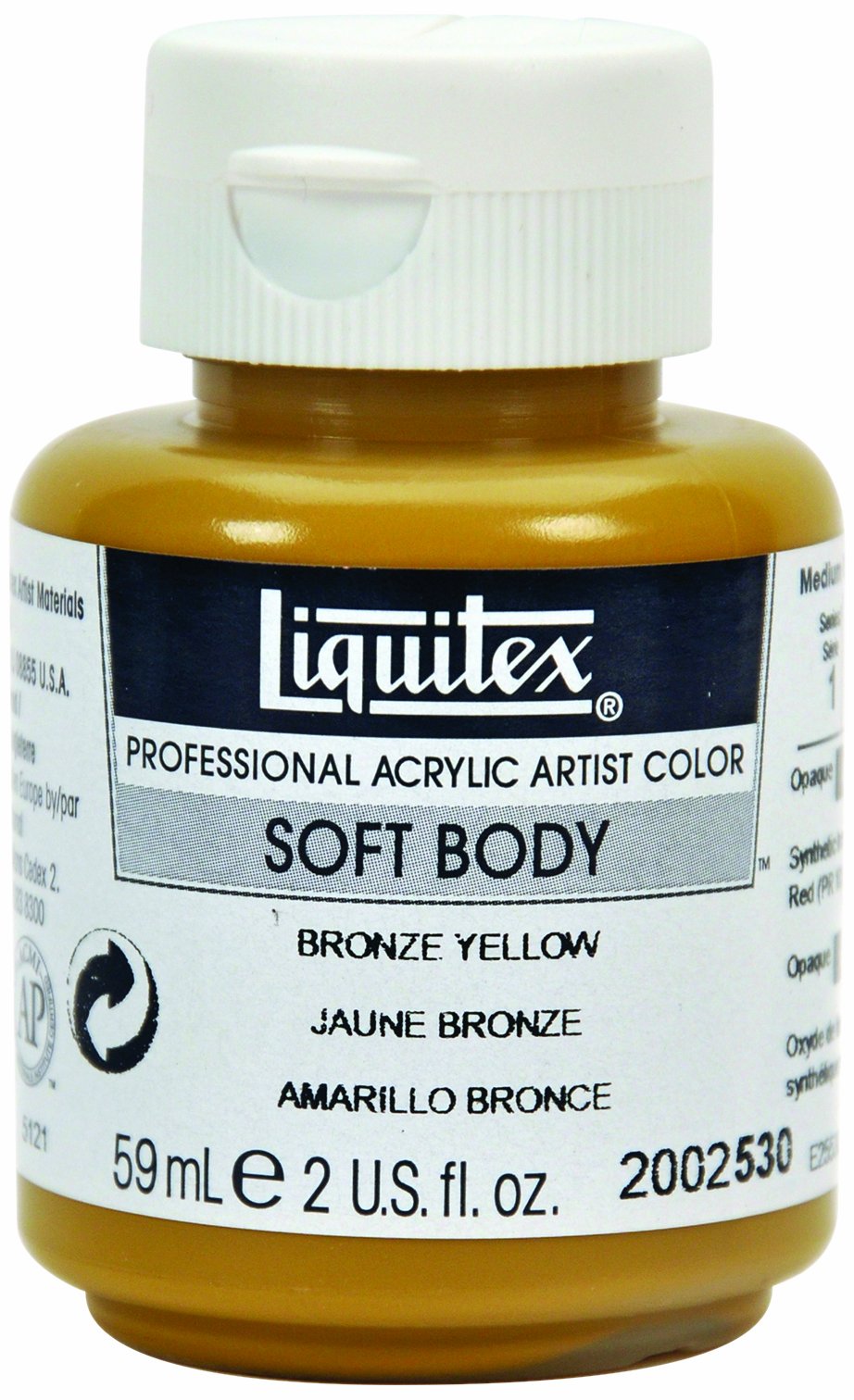 2002530 Professional Soft Body Acrylic Paint 2-oz jar, Bronze Yellow