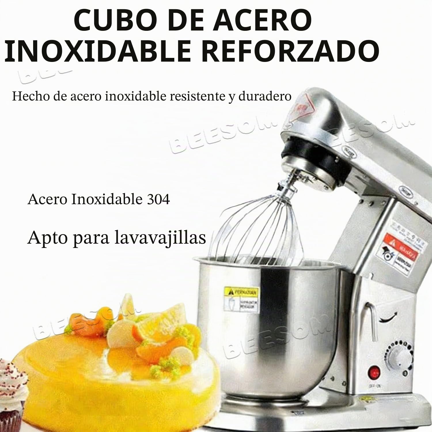 Amasadora Pan Profesional,Batidora Amasadora Profesional,10l Acero Inoxidable,3 Velocidades,500w,Gancho+batidor,para Panadería Pizzería Cocina Comercial Silver-5L