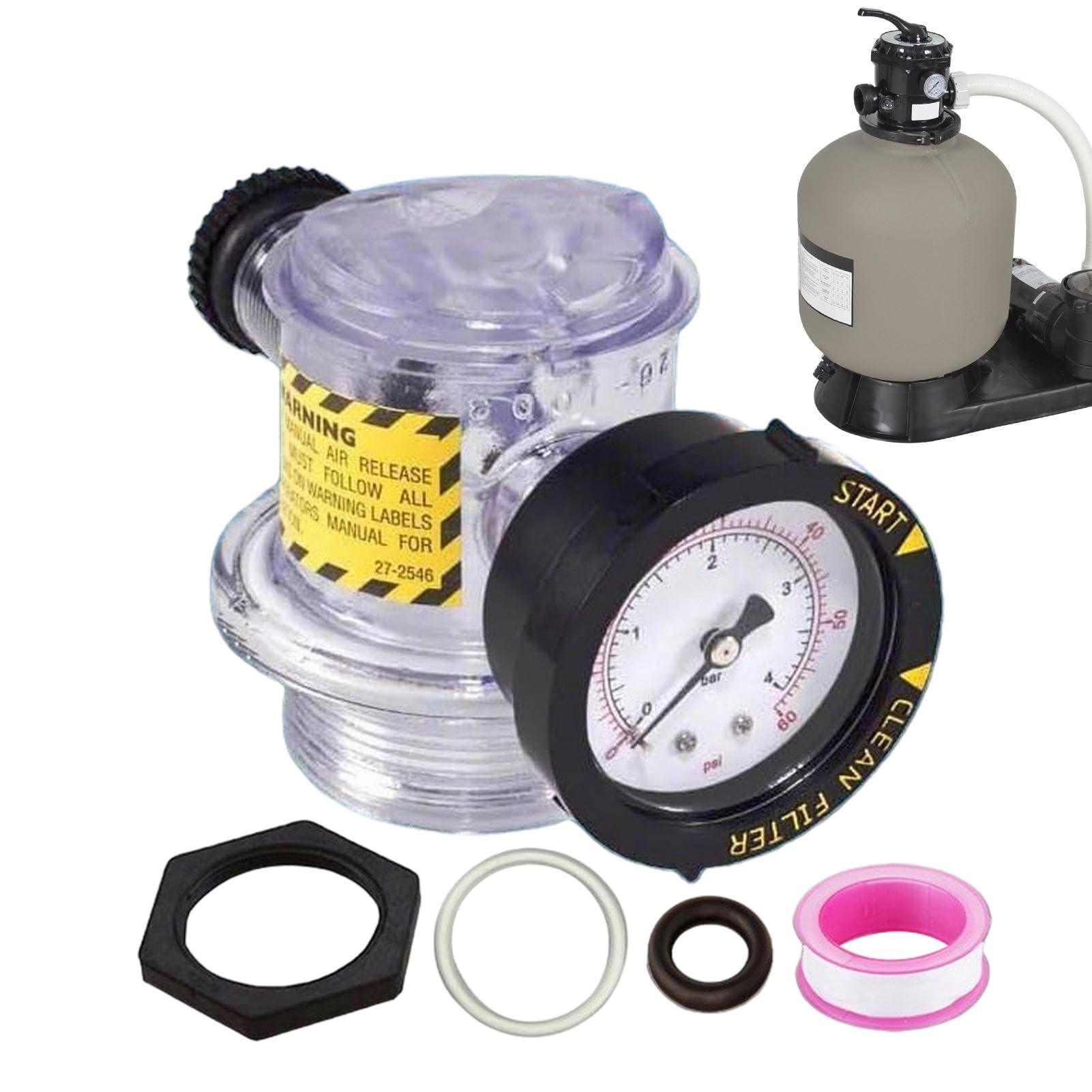 Sostituzione della valvola di scarico del filtro piscina, valvola di | sfiato manuale, pezzi di ricambio per filtro piscina con manometro, gruppo valvola di scarico per filtro a sabbia spa