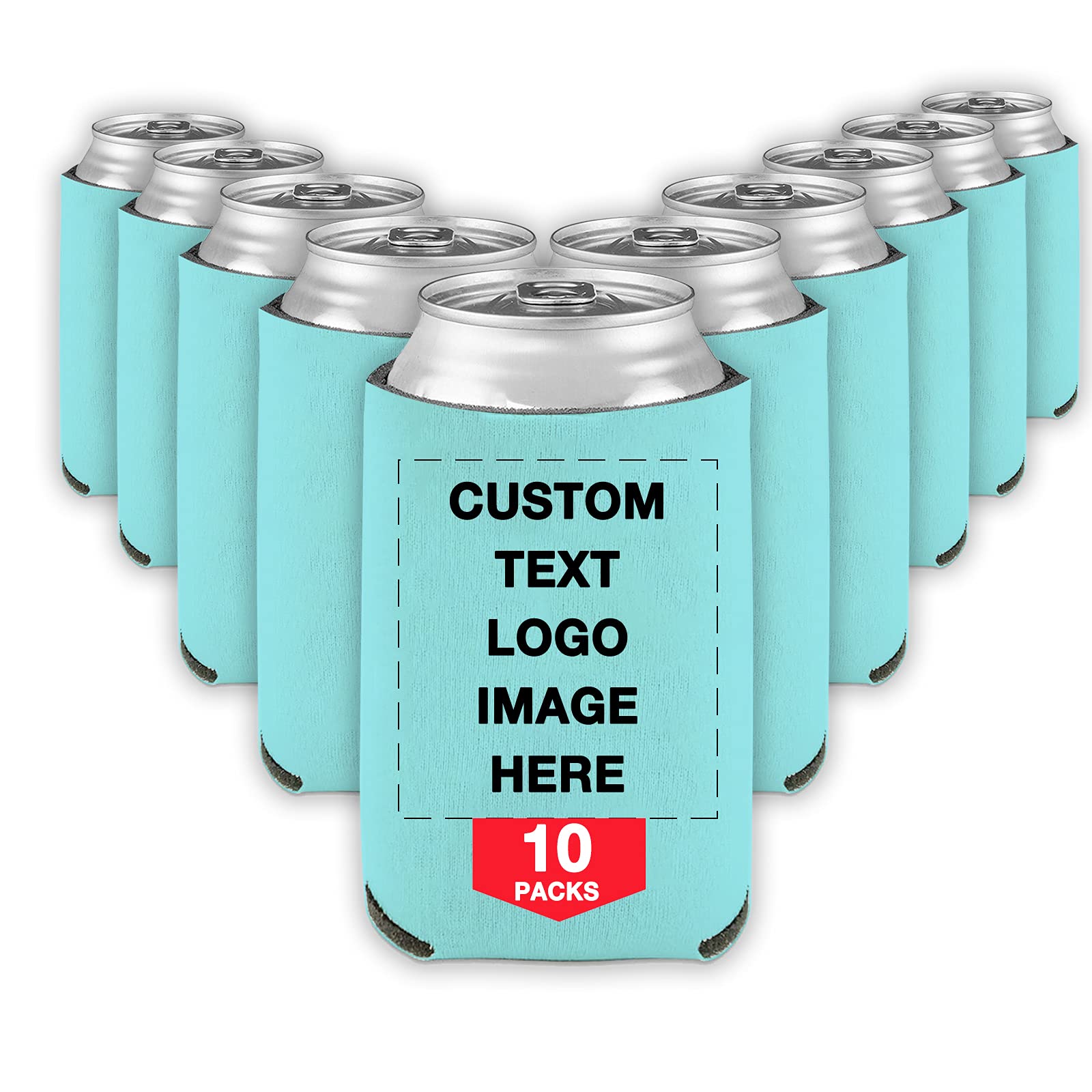 10 PCS Custom Beer Can Cooler Sleeves Bulk Personalized Insulated Beverage Bottle Holder with Logo Image Text for Wedding Birthday Party