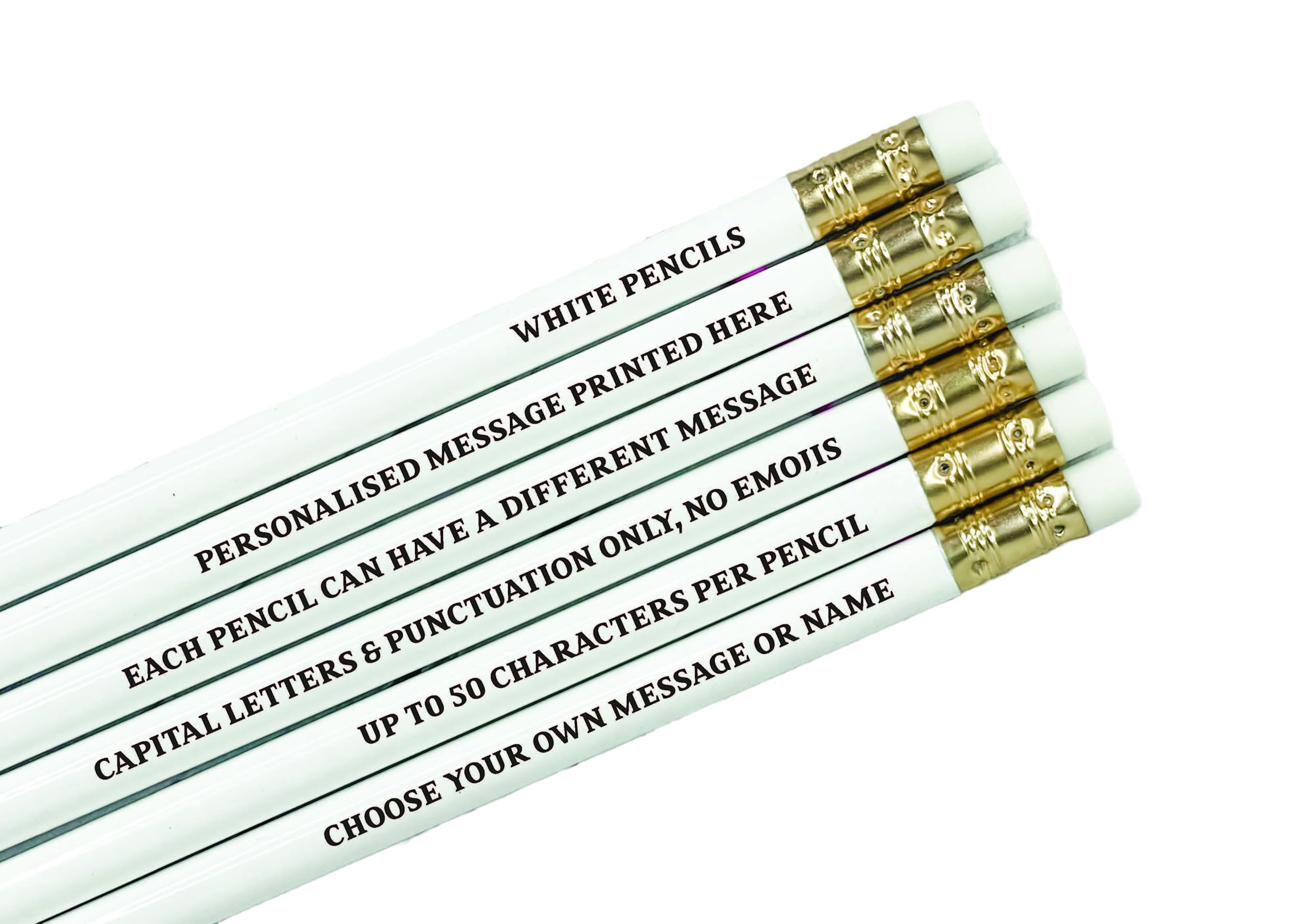 Personalised Pencils - Choice of Colours and Quantities (White, 6 Pencils) โ image 1