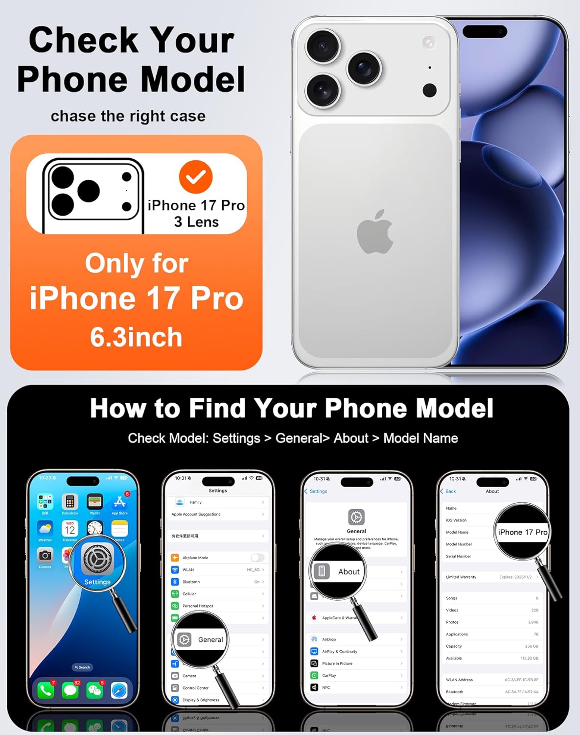 Vizvera for iPhone 17 Pro Case Wallet RFlD [Cards Holder][Camera Control][Camera Cover] Full Body Rugged Shockproof Silicone Protective Phone Case for iPhone 17 Pro 6.3'' 2025(Spritz Orange) - Image 2