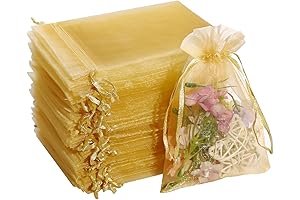 Hopttreely 100pcs Gold Organza Gift Bags