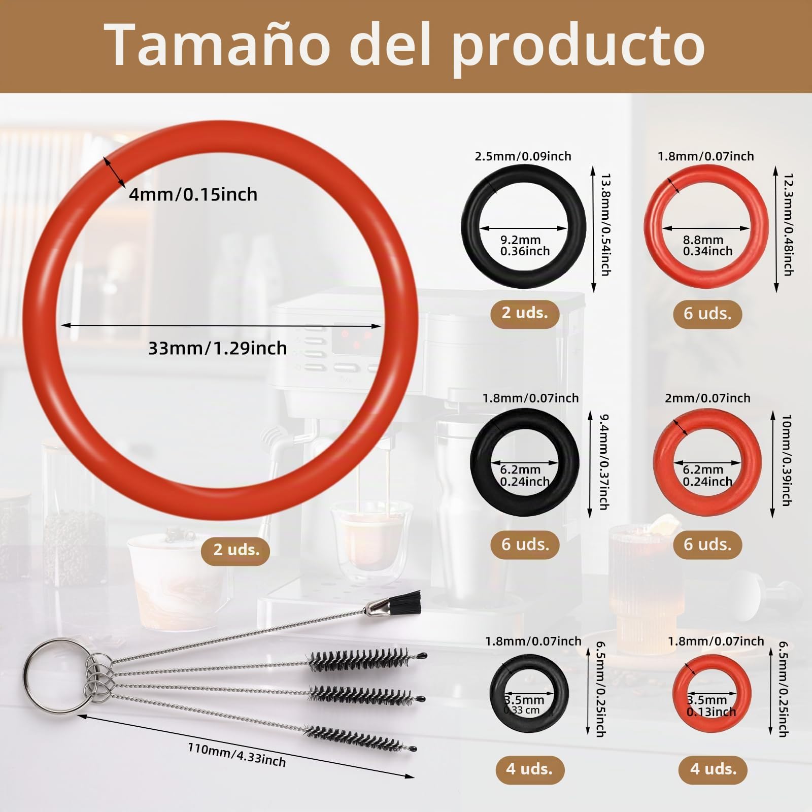 Junta tórica Philips Saeco 30 piezas juntas estanqueidad grupo infusor cepillo limpieza recambios cafetera automática