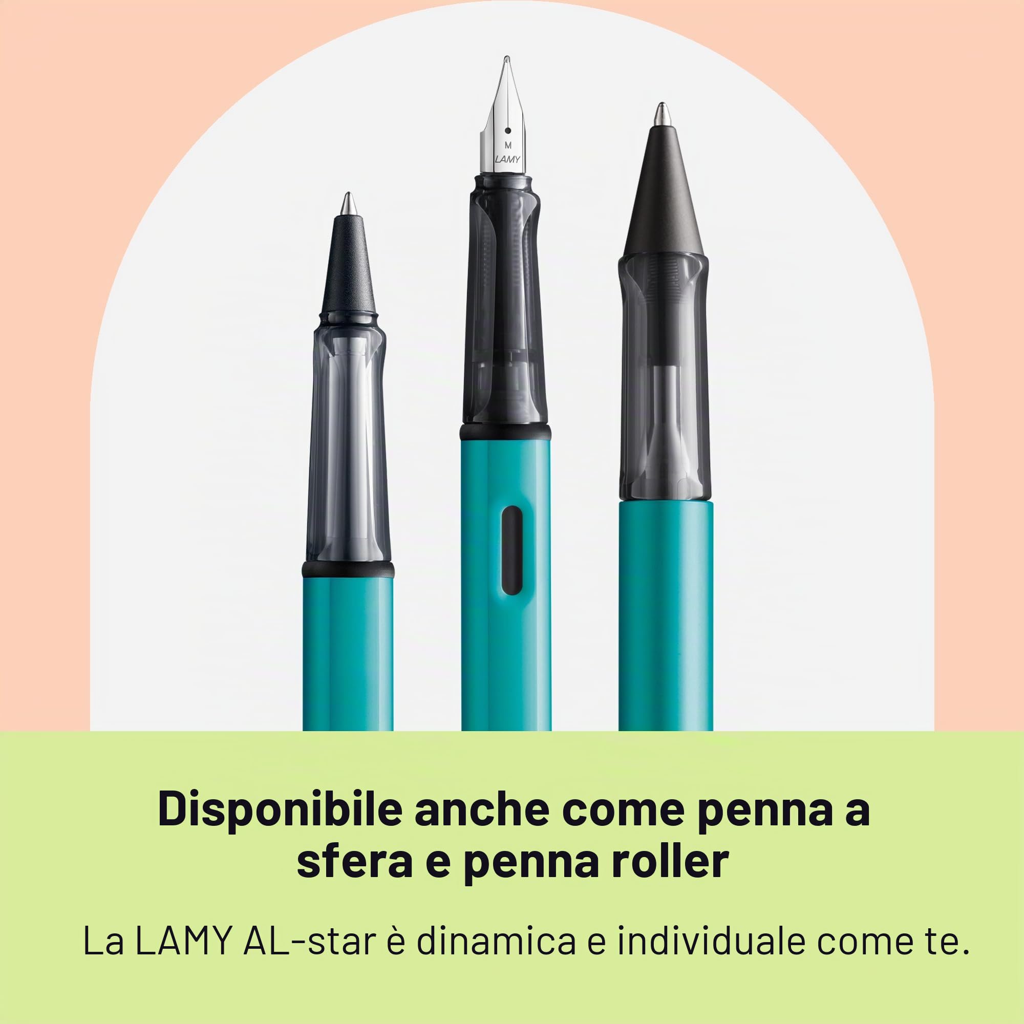 Lamy AL-star turmaline - Stilografica con impugnatura ergonomica e pennino in acciaio lucido misura M - corpo in alluminio leggero - cartuccia T 10 blue inclusa - destrimani