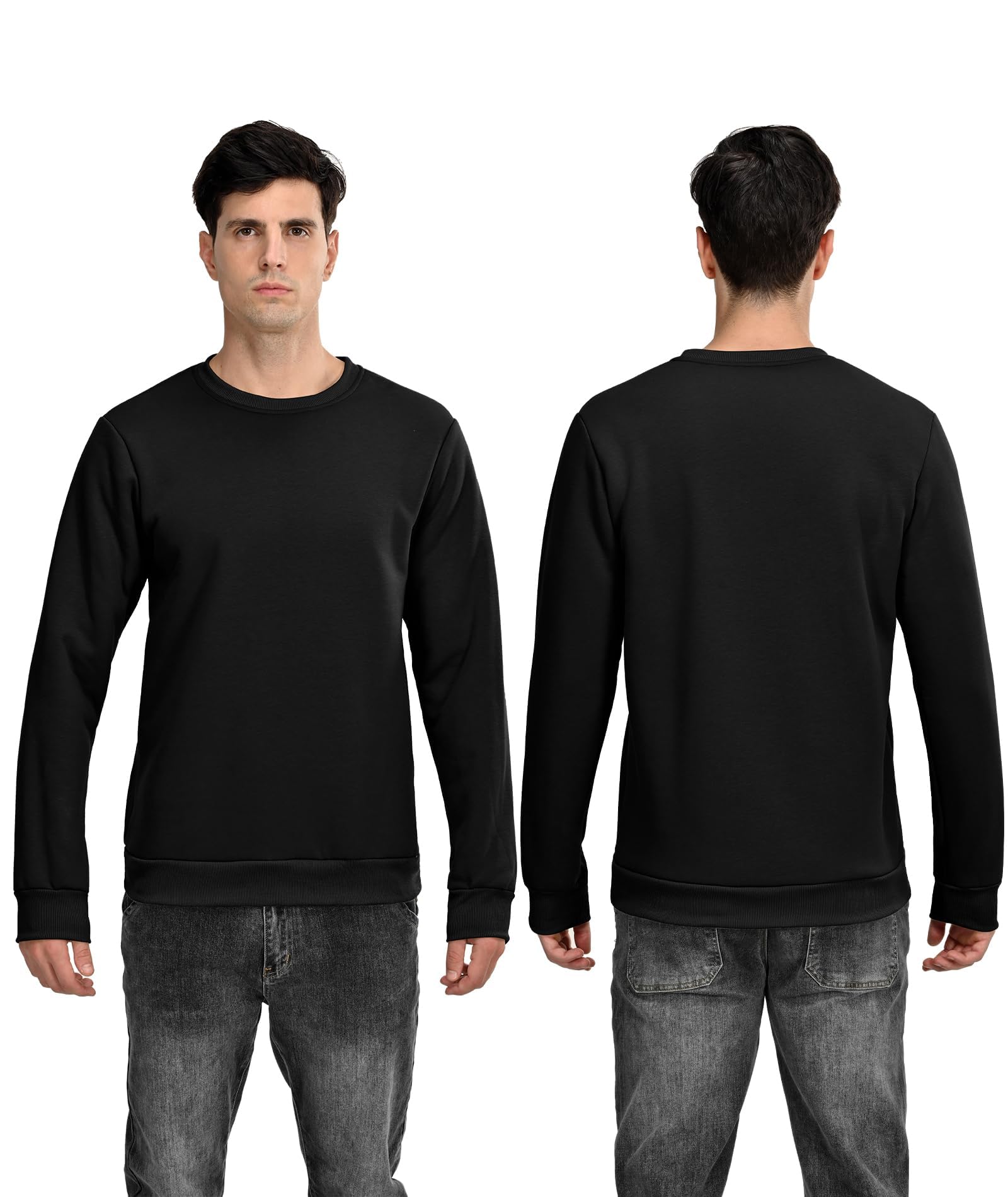 HFDWYJ Felpa Uomo Senza Cappuccio Inverno Girocollo Termico Foderato in Pile