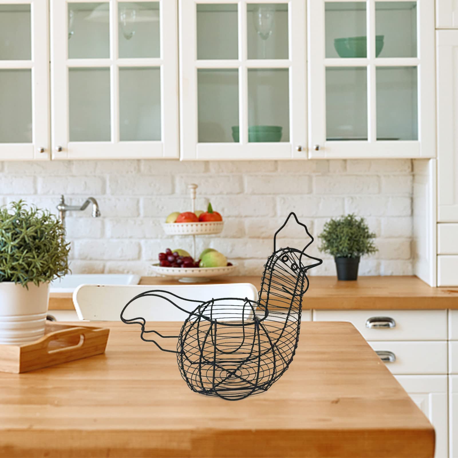 Cestino Per Uova A Forma Di Gallina In Metallo - Portauova Rustico Per Fattoria E Cucina, Capacità 24 Uova - Foto 2