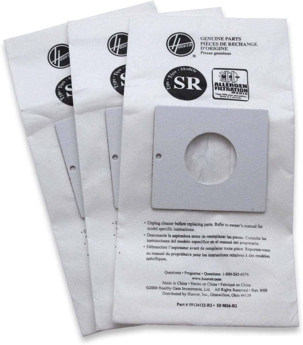 Vacuum Cleaner Bags for Duros Canister Vacs, Pack of 3, Type SR