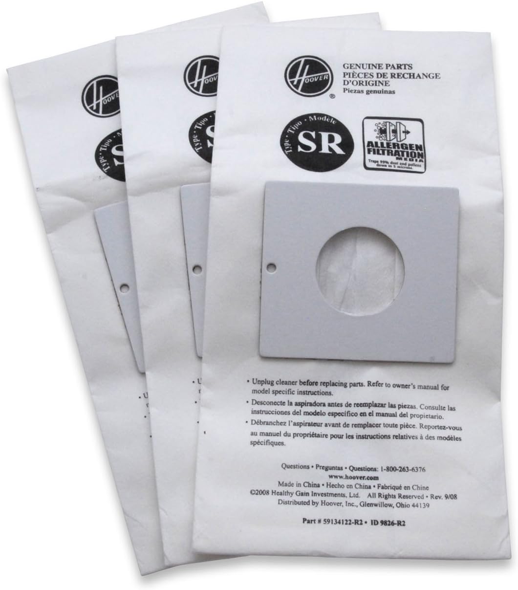 Hoover 401011SR Allergen Filtration Vacuum Cleaner Bag(3 bags per package)
