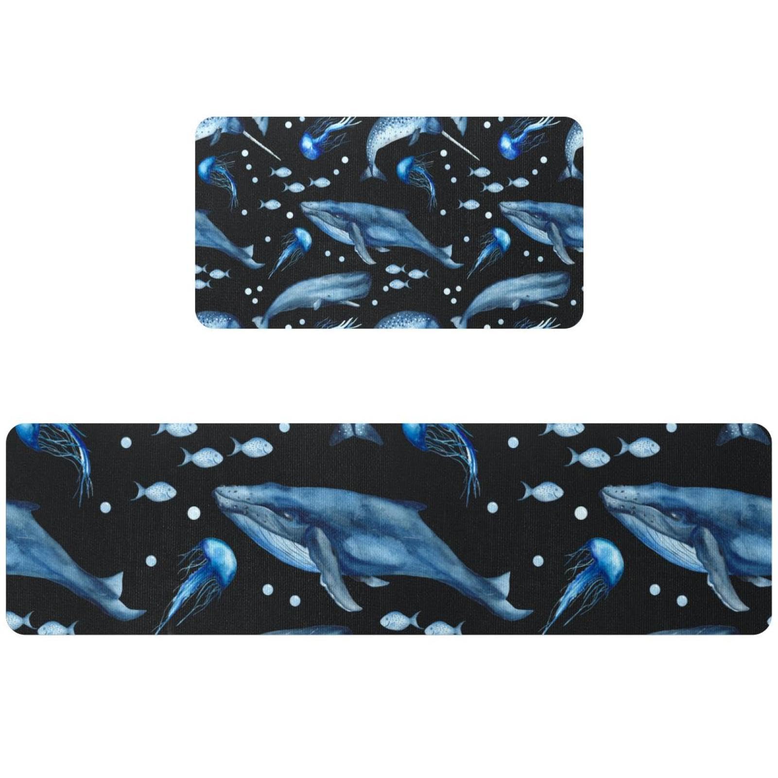 Tapis de cuisine motif baleine et narval pour buanderie et couloir