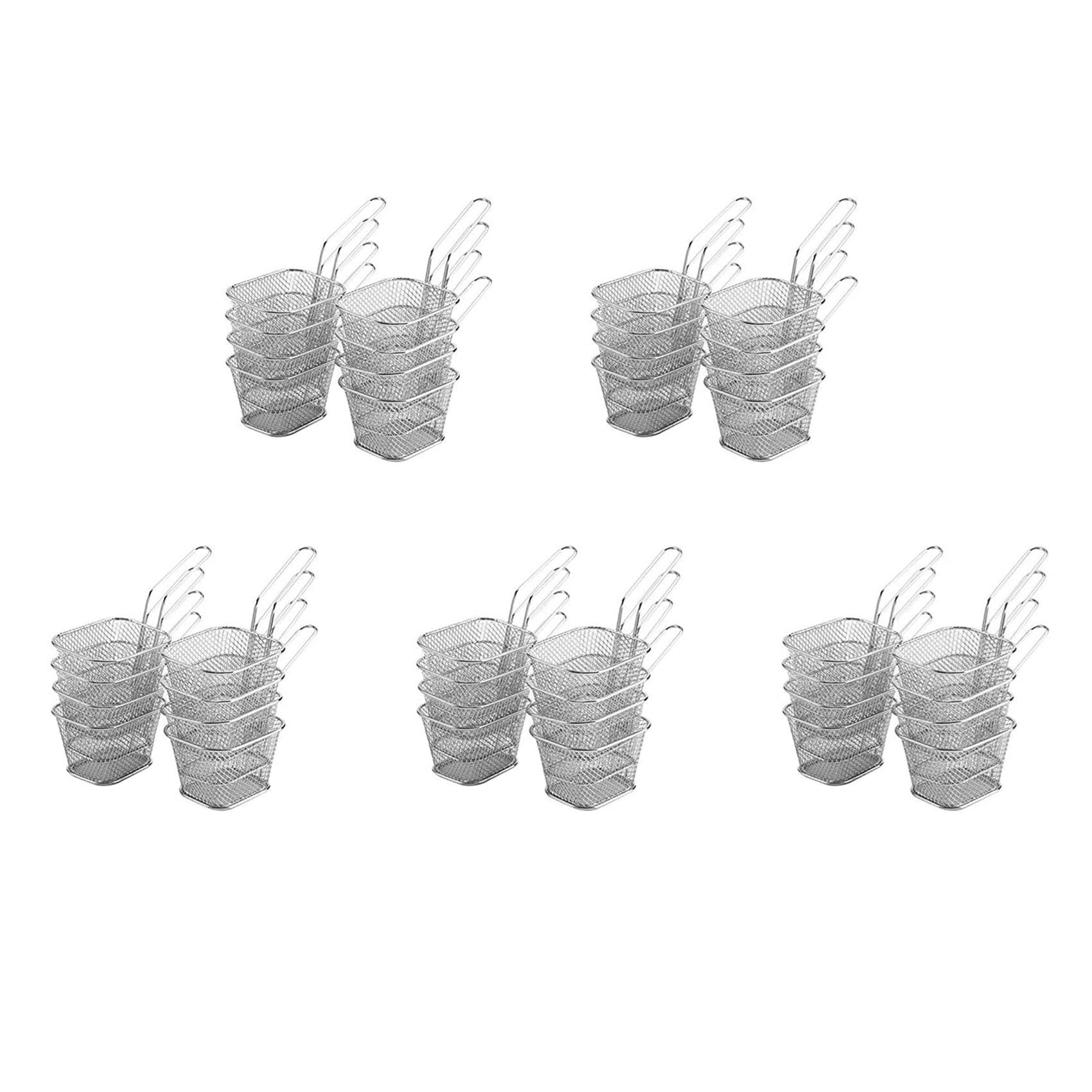 Hndhbfgrt 40X Mini Fry Baskets, Mesh Wire French Fries Chip Basket Net, Food Presentation Baskets French Fry Holder for Kitchen D