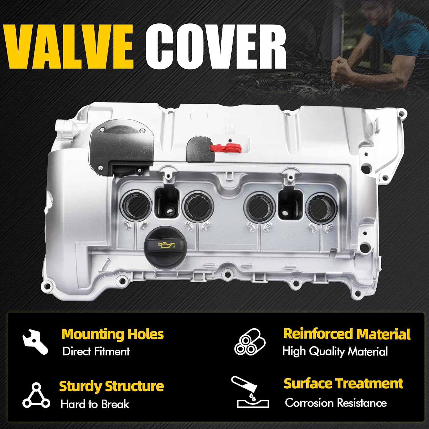 Aluminum Engine Valve Cover Compatible with 2007-2016 Mini Cooper 1.6 Non-Turbo Part 11127646554 11127553799 11127567162 11127567791