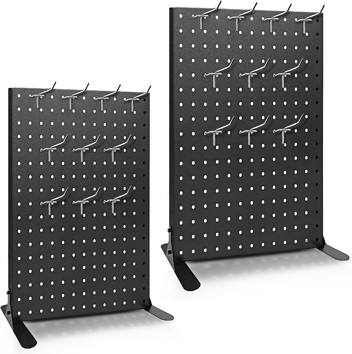 Peg Board Display Stand - 2PCS Keychain Display with 20 Hooks, Black | Peg Board for Craft Shows, Vendor Display, Jewelry Display for Vendors, Selling Accessories, Retail Stores, 17 X 13 Inch