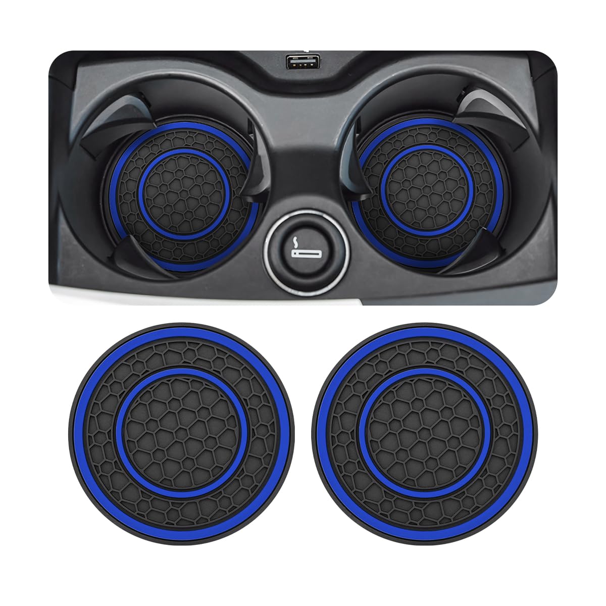 Osilly 2PCS 2.75 Inch Silicone Anti-Dust Cup Holder Coasters, Blue