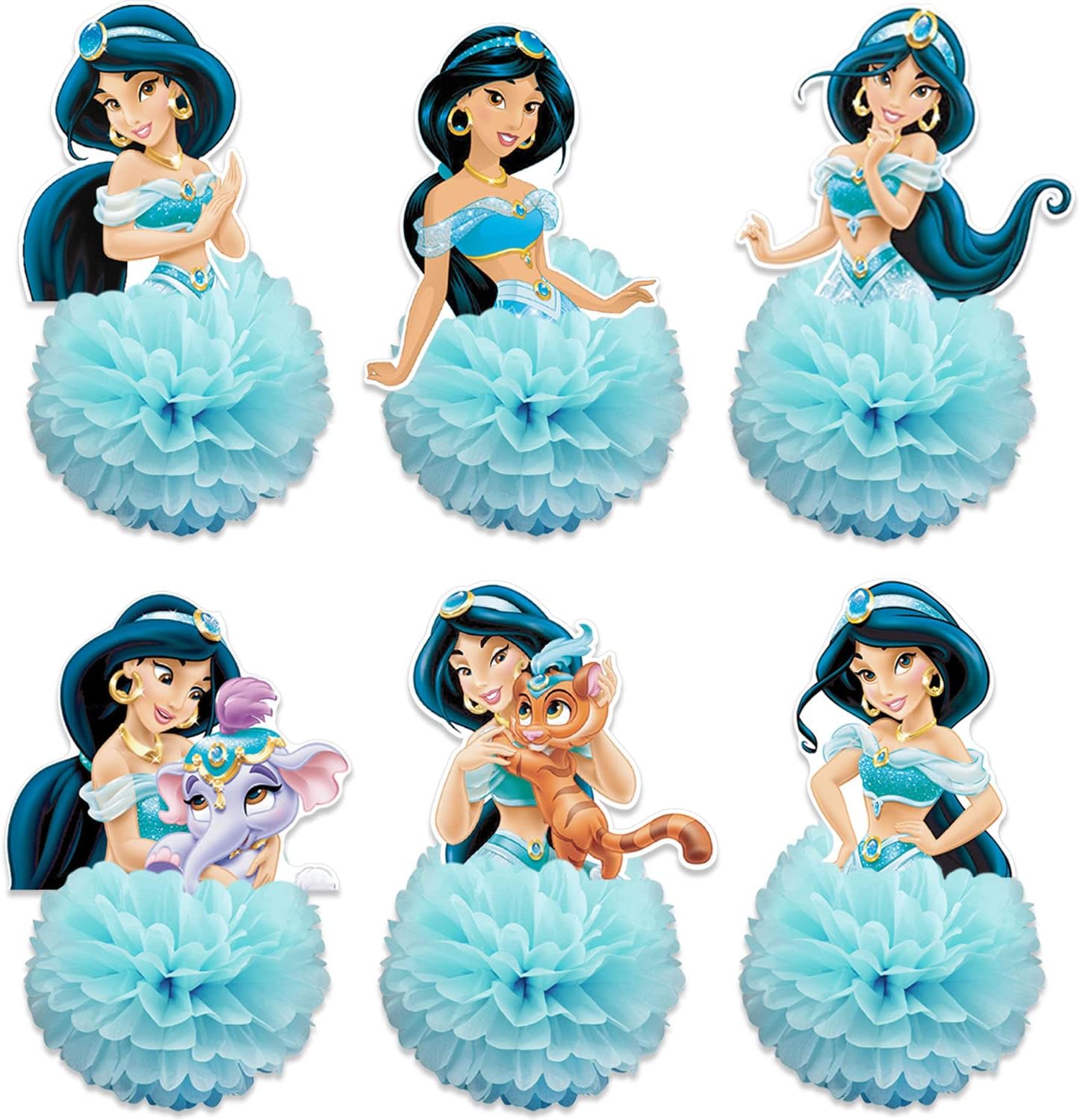 6 PCS Princess Jasmine Paper Centerpieces Party Supplies,Princess Jasmine Party Supplies, Princess Jasmine Party Table Decorations (Princess Jasmine)