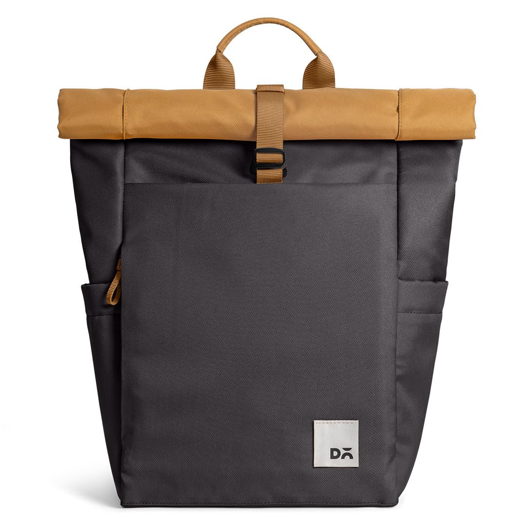 DailyObjects PET Amber-Charcoal Miles Roll Top Backpack for Office & Daily Use| 100% Recycled | Stylish Travel Bag | Fits any Laptop Upto 14 Inch | Multifunctional Adjustable Straps & G-Hook closure (B0CXJFT9HM) Amazon Price History, Amazon Price Tracker